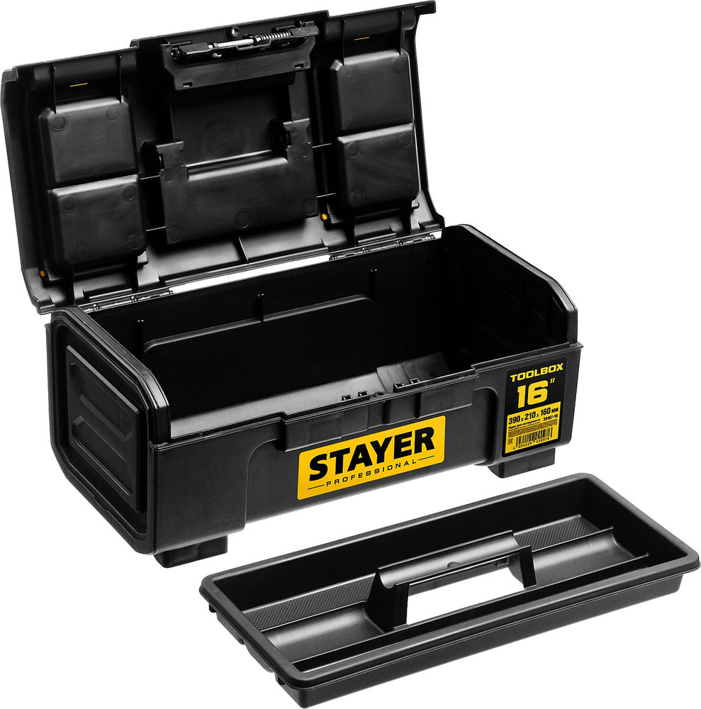 Ящик пластиковый для инструментов 390 х 210 х 160 TOOLBOX-16 Professional STAYER 38167-16