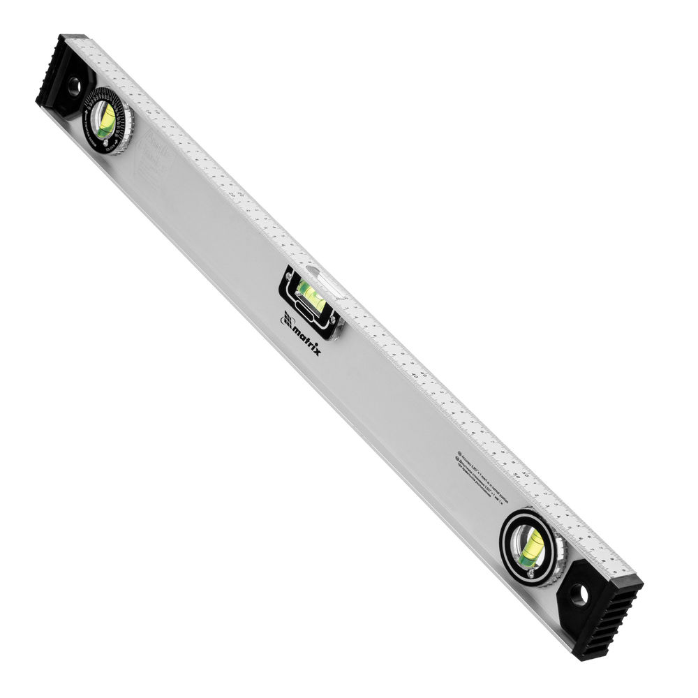 Уровень алюминиевый Рельс, 600 мм, 3 глазка (1 поворотный) Matrix (34023)