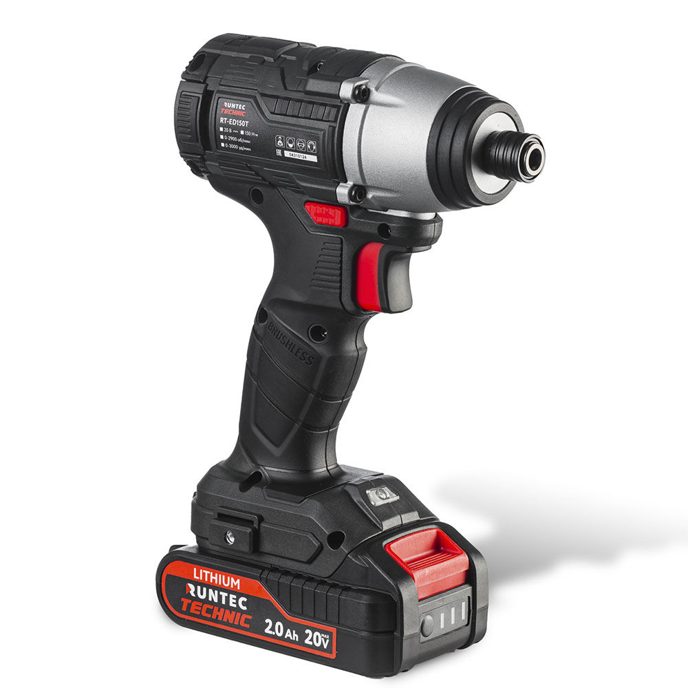 Винтоверт ударный аккумуляторный TECHNIC 1/4, 20В, 22Ач, 150Нм RUNTEC RT-ED150T