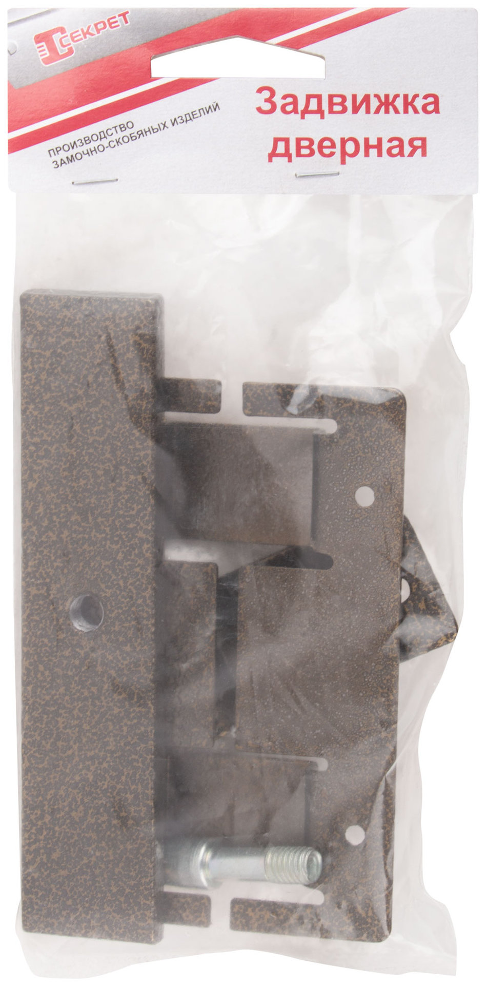 Задвижка накладная усиленная для дверей, прямоугольный ригель, бронза (66692)