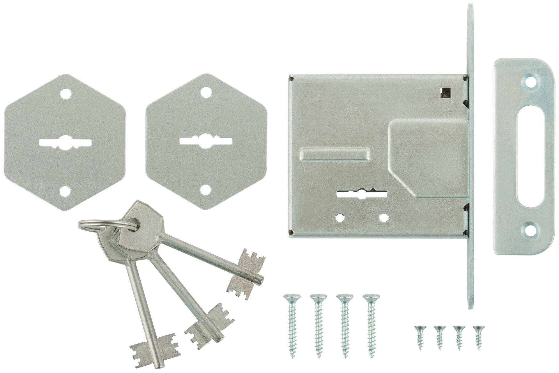 Замок врезной ЗВ8-4С, три круглых ригеля (66970)