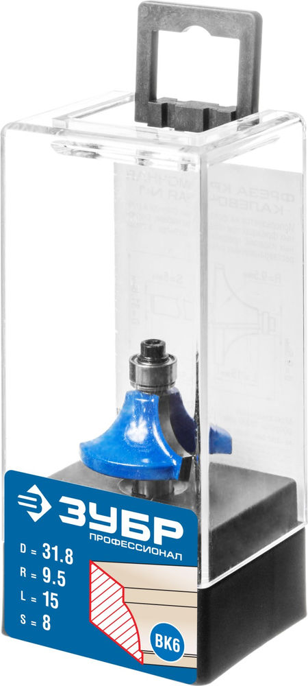 Фреза кромочная калевочная №1 31.8?15 мм радиус 9.5 мм ЗУБР Профессионал 28700-31.8