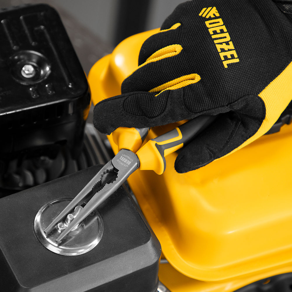 Длинногубцы прямые 205 мм, трехкомпонентные рукоятки Denzel (17302)