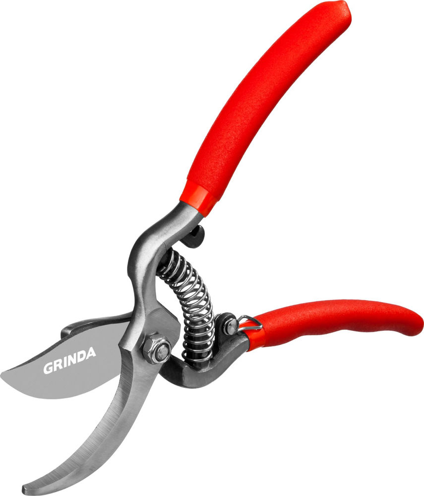 Плоскостной мини-секатор G-1, 150 мм, цельнокованые лезвия, стальные рукоятки, покрытие ПВХ GRINDA 423101