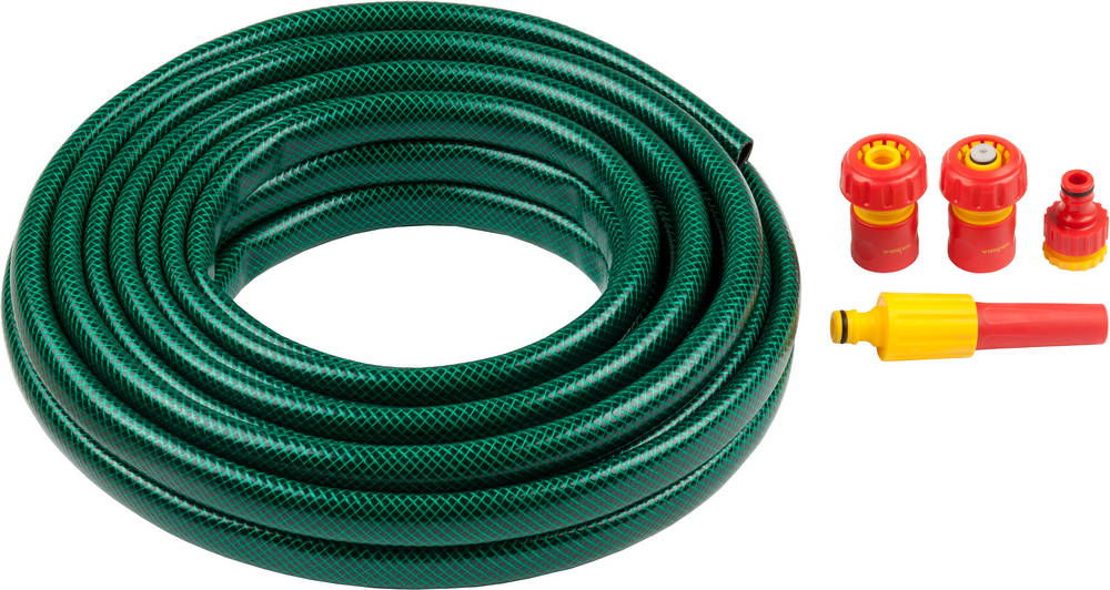 Поливочный набор, шланг 3/4 x 15 м, наконечник-распылитель, поливочная арматура GRINDA 428497-3/4-15