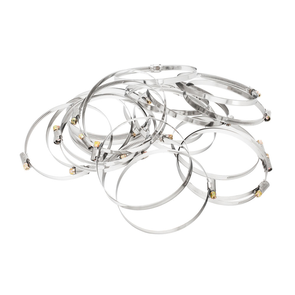 Хомуты нержавеющая сталь, Стандартное болтовое крепление 100-120 мм, 25 штук в упаковке, ширина 9 мм Сибртех (47589)