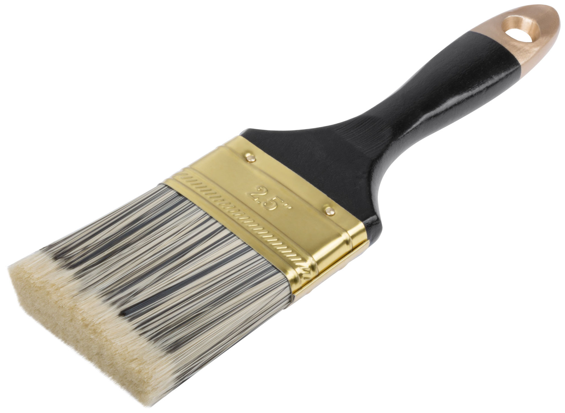 Кисть флейцевая Стайл, искусственная черно-белая щетина, деревянная ручка 2,5 (63 мм) (01186)