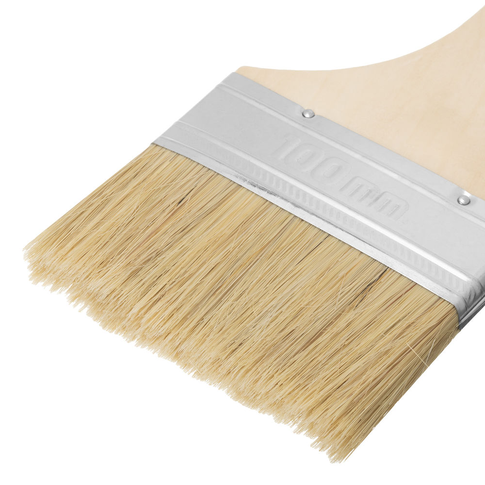 Кисть плоская Стандарт 4 (100 мм) натуральная щетина, деревянная ручка MTX (82545)