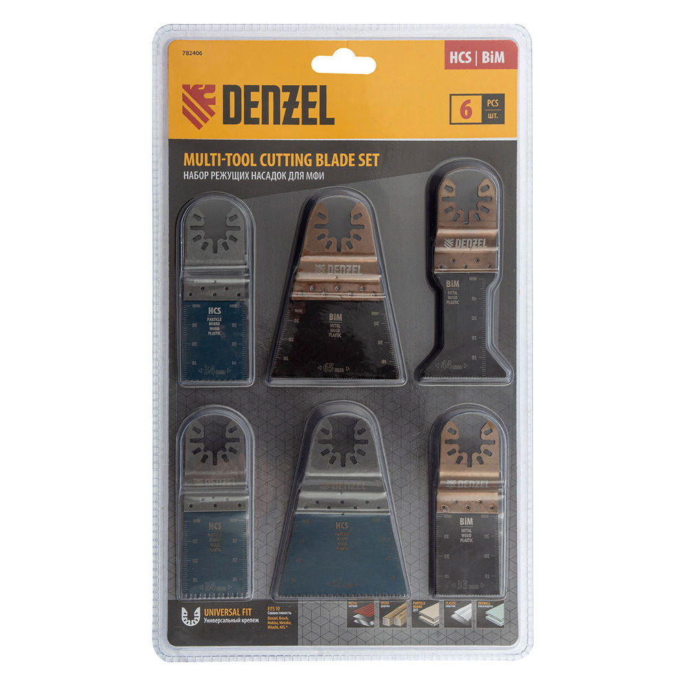 Набор насадок для МФИ по дереву и металлу, 6 шт Denzel (782406)