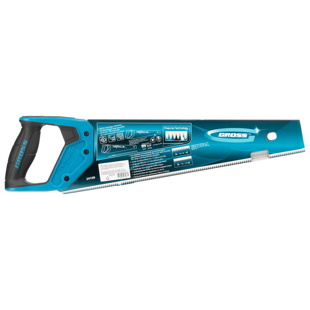 Ножовка по дереву Piranha, 400 мм, 7-8 TPI, зуб-3D, каленый зуб, двухкомпонентная рукоятка Gross
