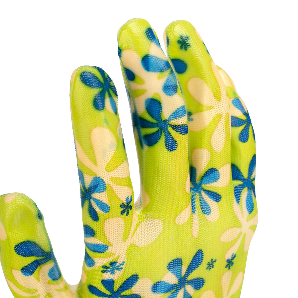 Перчатки садовые из полиэстера с нитрильным обливом, зеленые, S Palisad (67741)