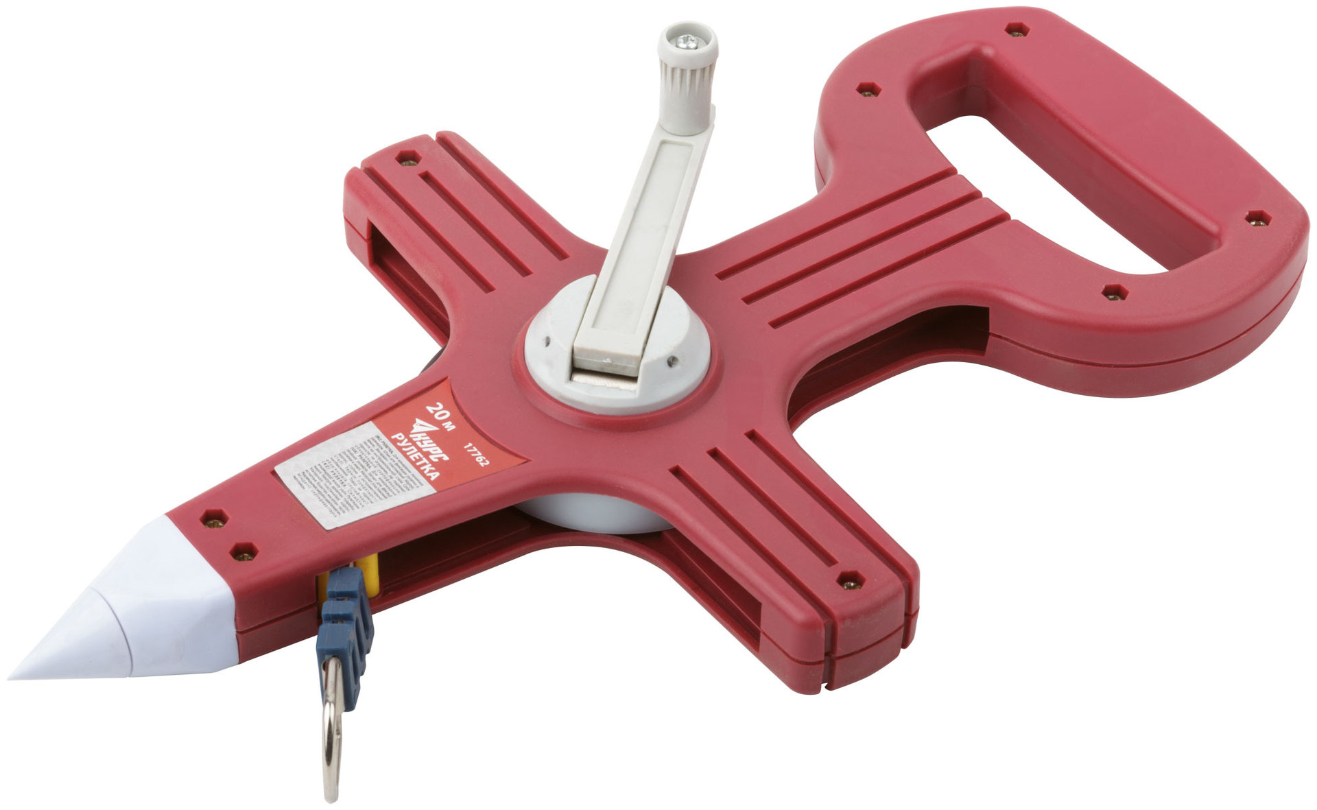 Рулетка геодезическая, стальная лента, красный открытый пластиковый корпус 20 м