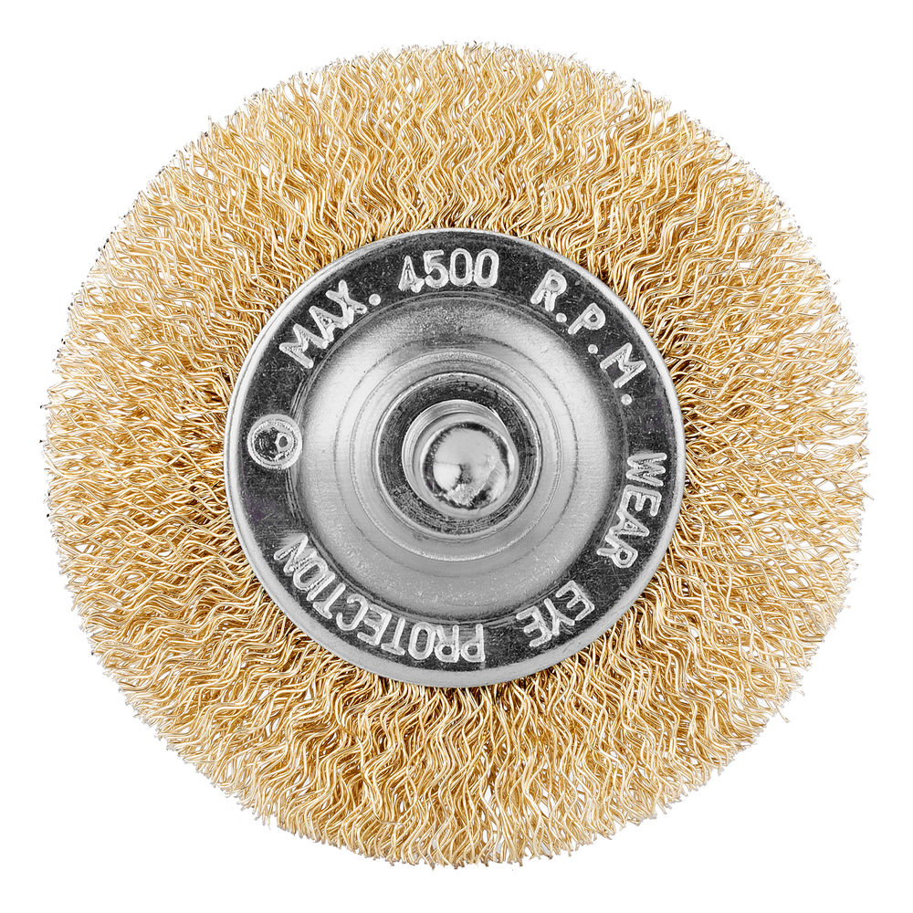 Щетка для дрели, 60 мм, плоская со шпилькой, латунированная витая проволока Matrix (74446)