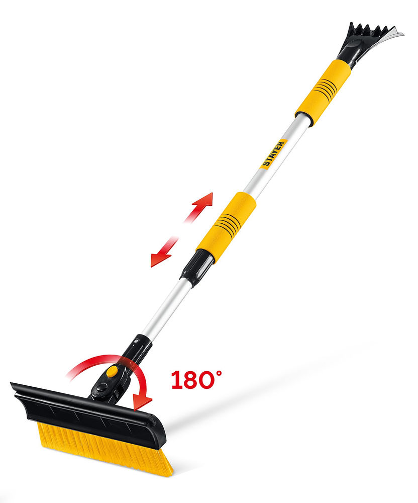 Щётка телескопическая с поворотной головой и водосгоном от снега автомобильная 990-1445 мм STAYER 61042-145