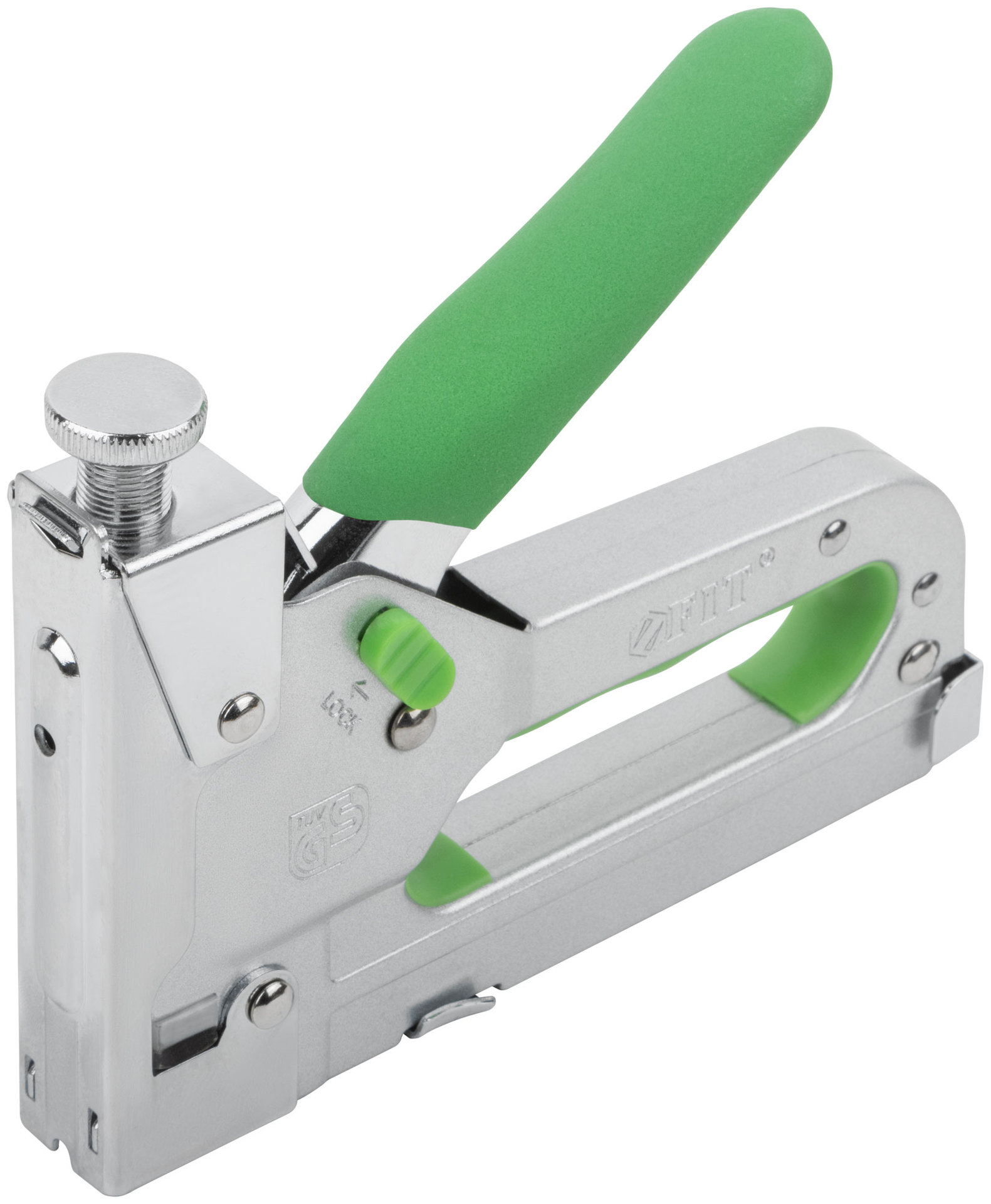 Степлер 5-в-1 для широких скоб тип 140, тип 53F, тип 28, тип 300, тип 500, 4-14 мм, регулировка силы удара, встроенный блокиратор (32153)