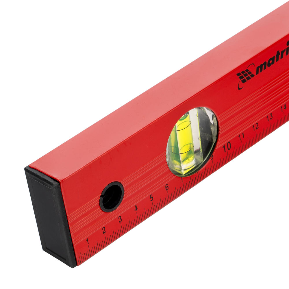 Уровень алюминиевый, 400 мм, 3 глазка, красный, линейка Matrix (33220)