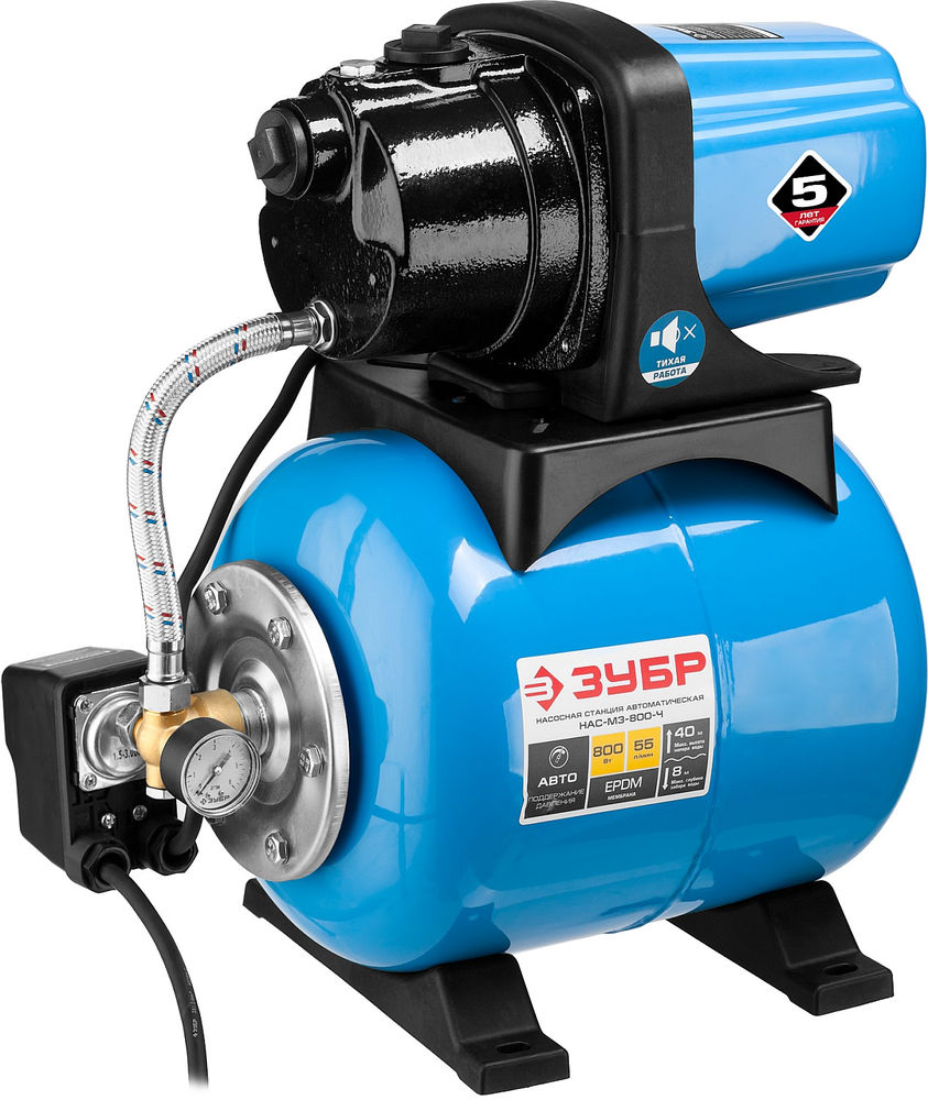 Станция насосная автоматическая 800 Вт, бак 20 л, чугунный корпус ЗУБР НАС-М3-800-Ч