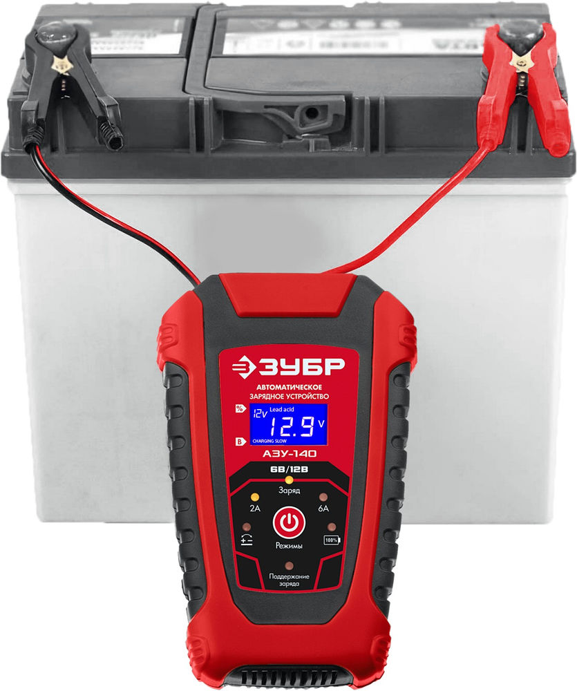 Зарядное устройство 6/12 В 6 А автоматическое ЗУБР АЗУ-140 59310
