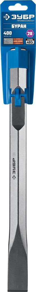 Зубило плоское 35 x 400 мм HEX 28 ЗУБР БУРАН 29372-35-400