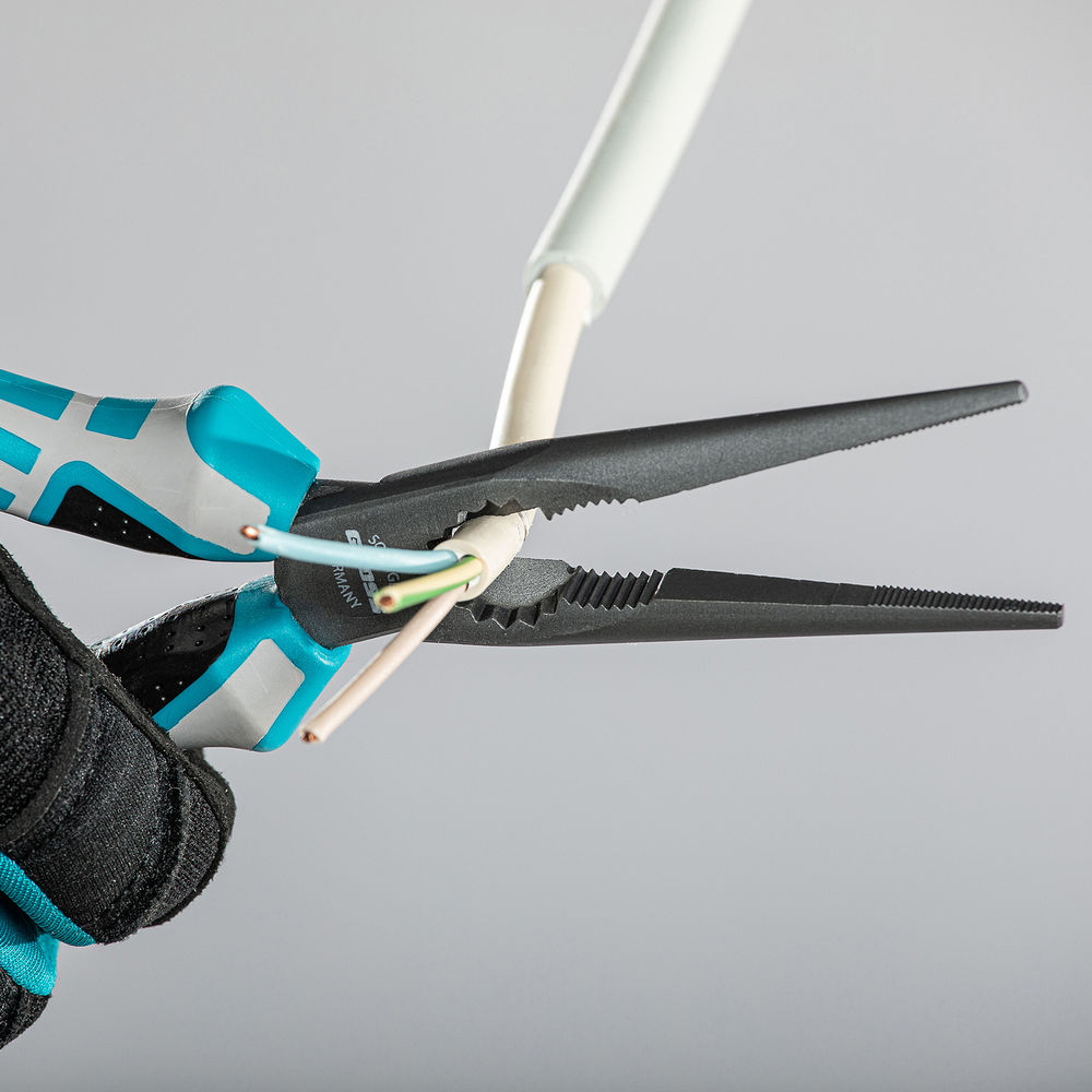 Длинногубцы прямые 205 мм, трехкомпонентные рукоятки Gross (17171)