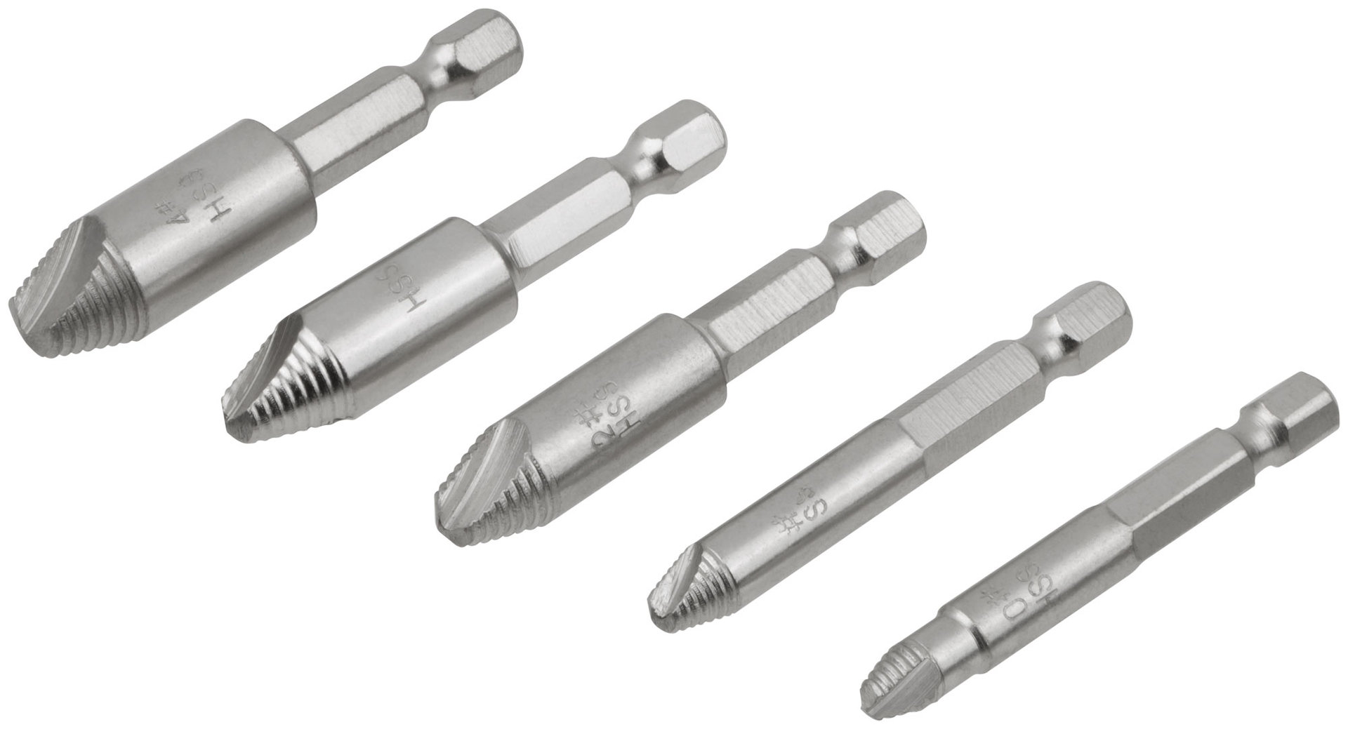 Экстракторы для болтов и шпилек усиленные, HSS сталь, Профи 5 шт. (36437)