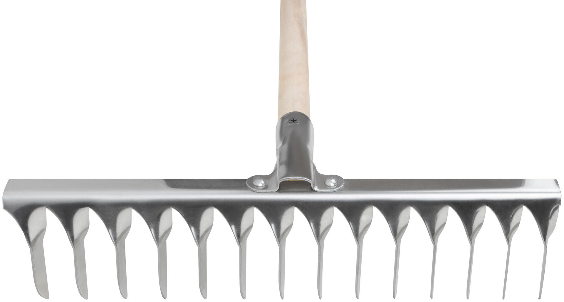 Грабли, витой зуб, нержавеющая сталь, 14 зубьев, с деревянным черенком (76984)