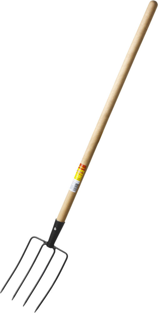 Вилы навозные кованые 180 х 300 х 1330 мм, четырёхрогие, кованные зубья, деревянный черенок высш. сорт GRINDA 39723