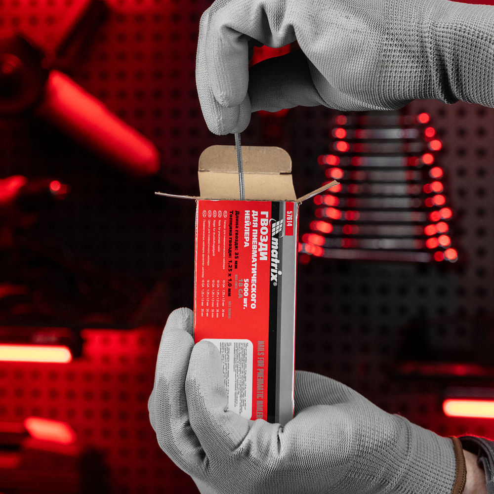 Гвозди для пневматического нейлера, длина 35 мм, ширина 1.25 мм, толщина 1 мм, 5000 шт Matrix (57614)