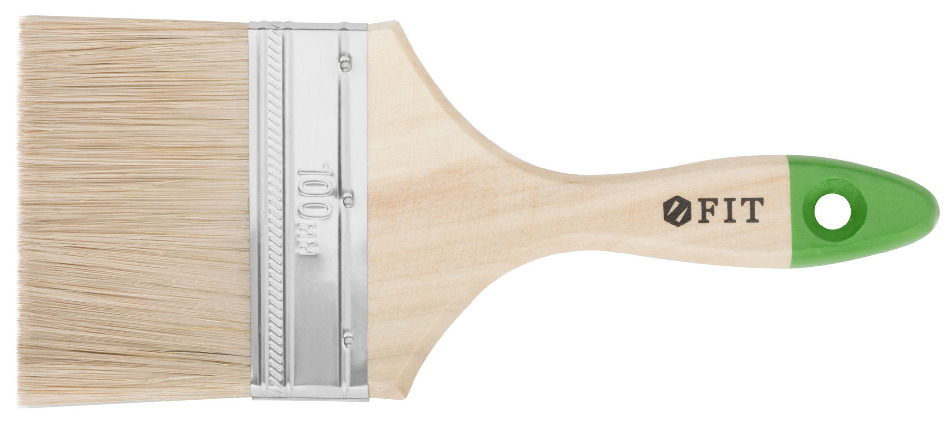 Кисть флейцевая Микс, смешанная натуральная и искусственная щетина, деревянная ручка 4 (100 мм) (01198)