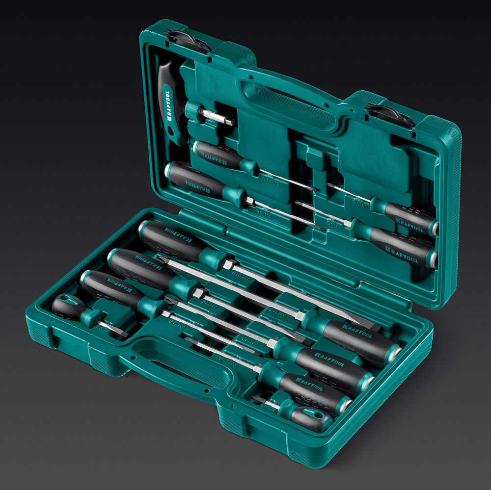 Набор отверток ударных, 13 шт, сквозной стержень Cr-Mo IMPACT KRAFTOOL 25035