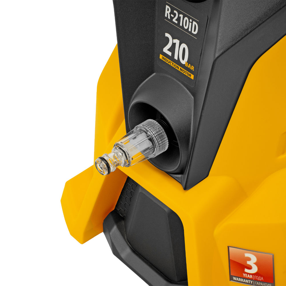 Моечная машина высокого давления R-210iD, 2600 Вт, 210 бар, 8.0 л/мин, асинхронный двигатель, барабан Denzel (58237)