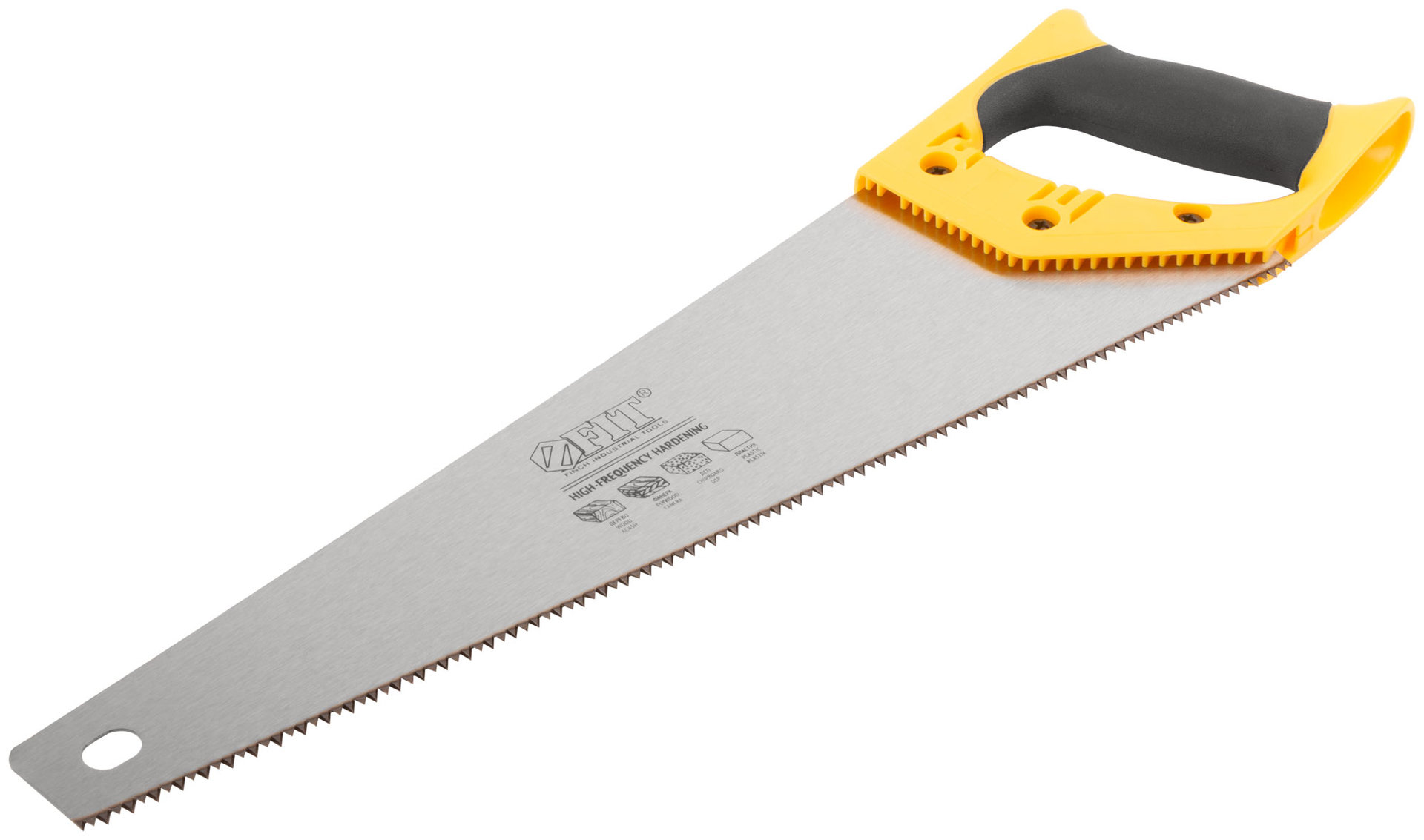 Ножовка по дереву, средний каленый зуб 7 ТPI, 2D заточка, пластиковая прорезиненная ручка 400 мм (40431)