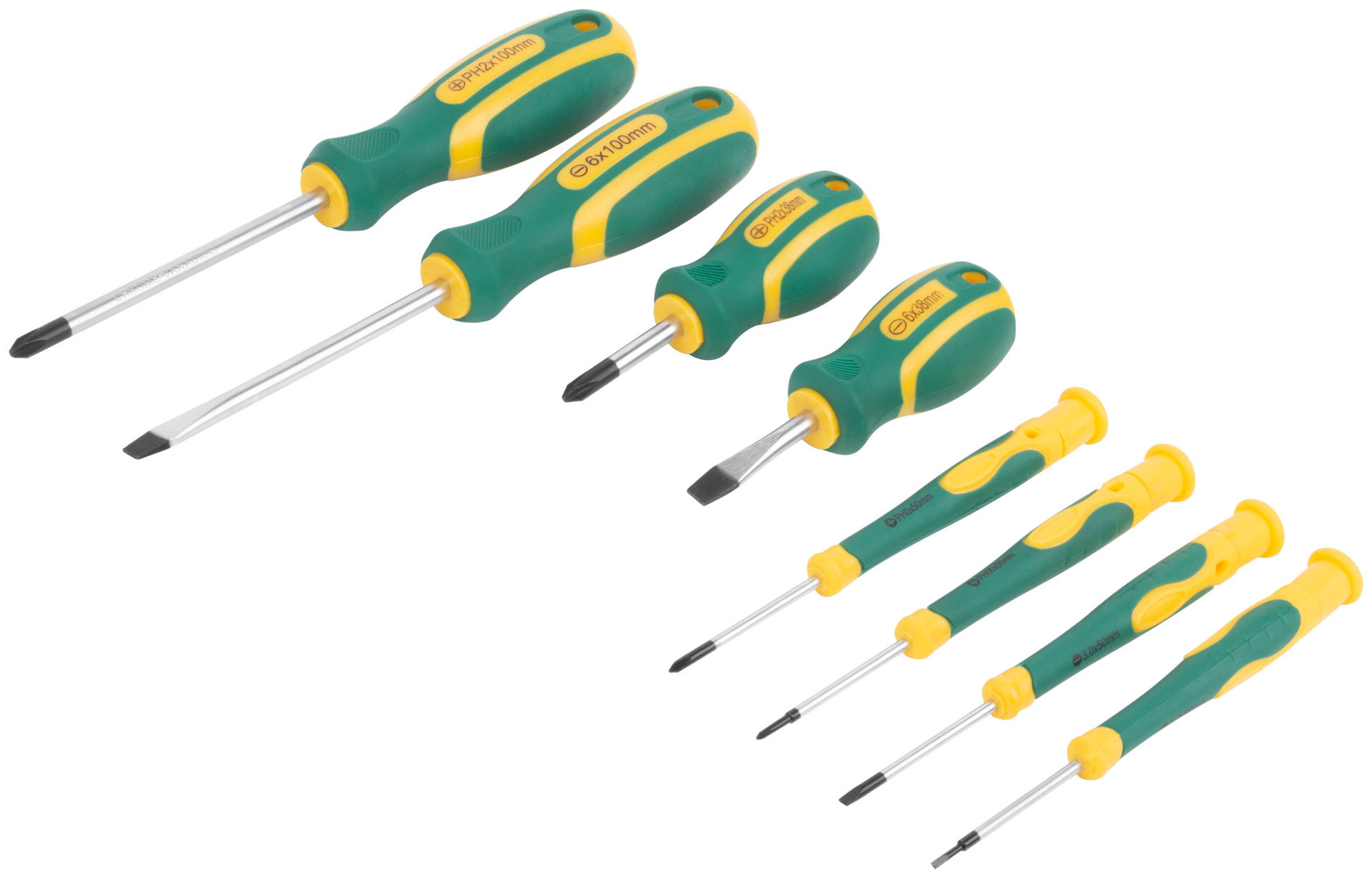 Отвертки Контур, CrV сталь, прорезиненные ручки, 4 шт. + отвертки для точных работ 4 шт., блистер, набор 8 шт. (56038)