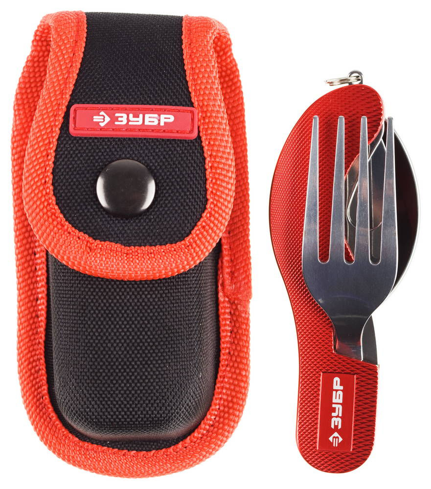 Походный набор 4 в 1 с вилкой и ложкой длина рукоятки 105 мм ЗУБР Турист 47782