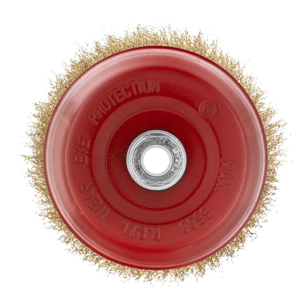 Щетка для УШМ, 150 мм, М14, чашка, латунированная витая проволока Matrix (74607)