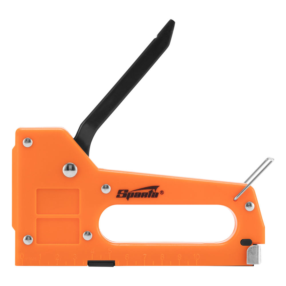 Степлер мебельный пластиковый, со скобами 100 шт, тип скобы 53, 4-8 мм Sparta (42001)