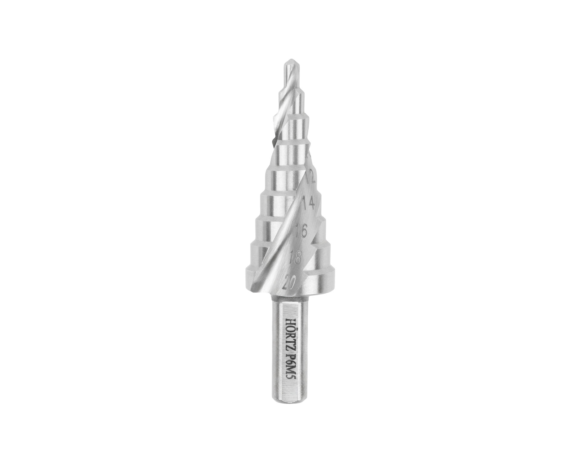 Сверло ступенчатое винтовое 4-20 ст.9 (dхв=8,0, Р6М5) (4;6;8;10;12;14;16;18;20) HORTZ