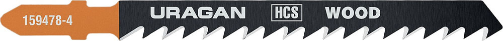 Полотна для лобзика T-хвост., по дереву, HCS, шаг 4 мм, 75 мм, 2 шт T144D URAGAN 159478-4