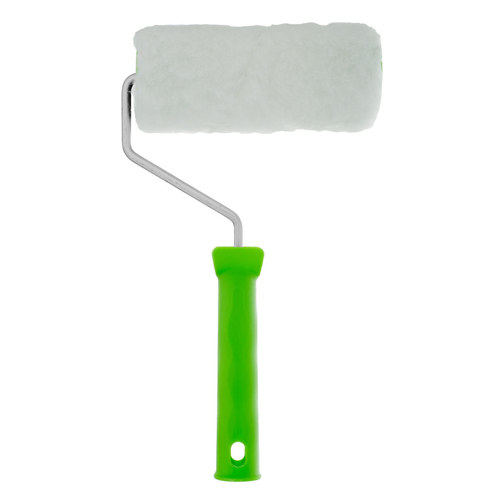 Валик Искусственный мех с ручкой, 150 мм, ворс 15 мм, D 48 мм, D ручки 6 мм, полиэстер Сибртех (80112)