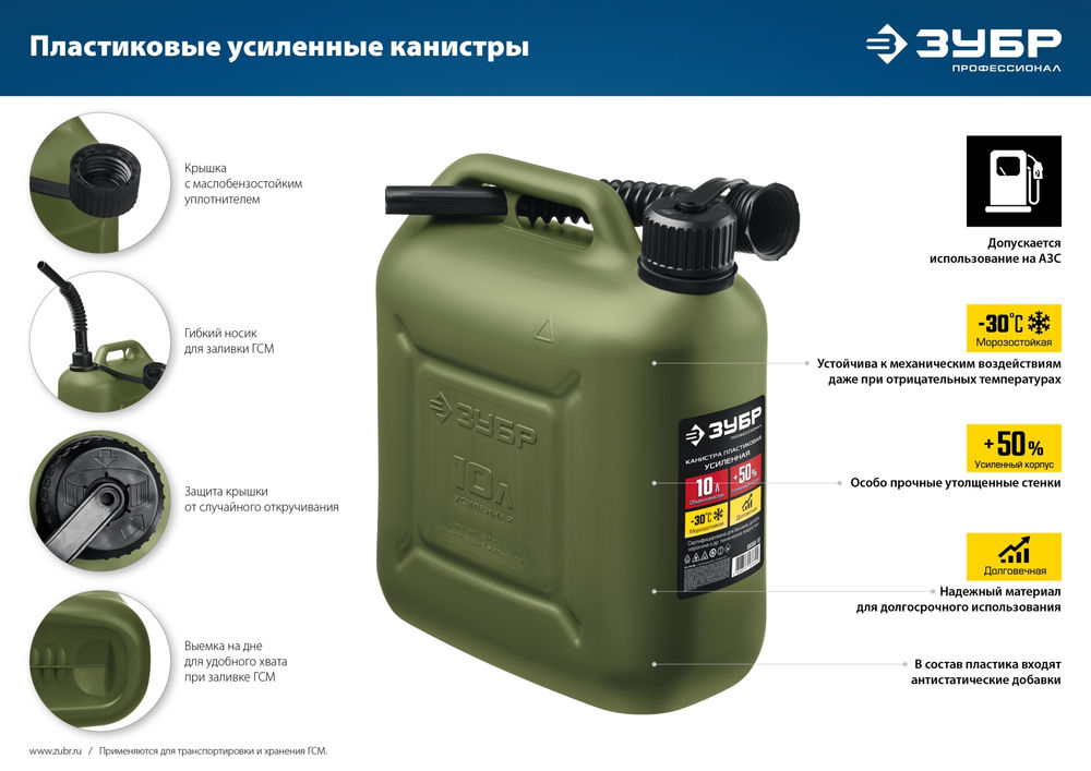 Канистра пластиковая усиленная 20 л ЗУБР Профессионал 38365-20