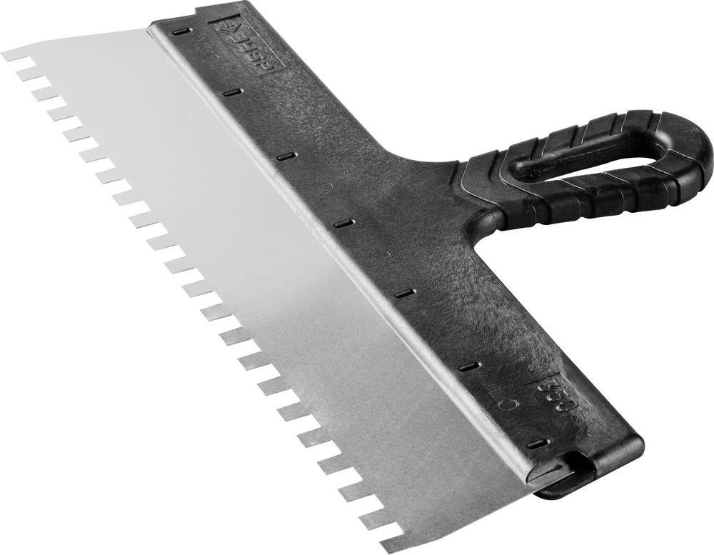 Шпатель фасадный нержавеющий 350 мм зуб 8?8 мм пластиковая ручка ЗУБР 10078-35-08