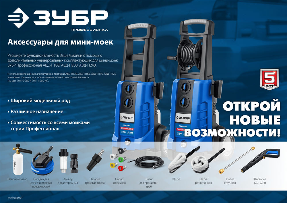 Комплект цветных насадок 5 шт для пистолета МИГ-280 ЗУБР 70408-280-5