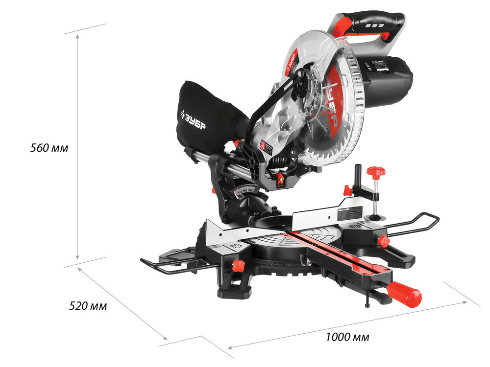 Пила торцовочная d 255 х 30 мм 1800 Вт с протяжкой ЗУБР ЗПТ-255-1800 ПЛ ЗПТ-255-1800 ПЛ