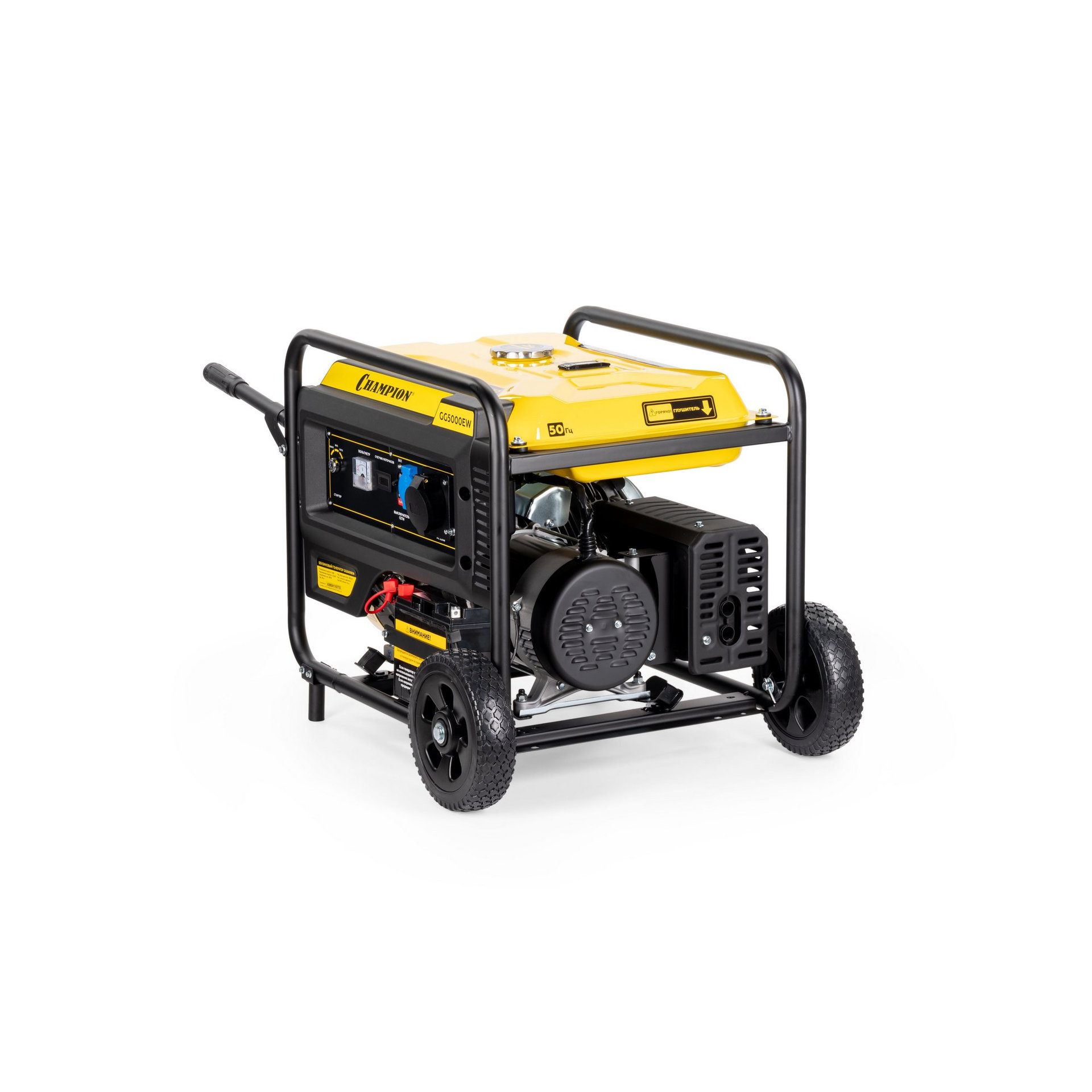 Генератор CHAMPION GG5000EW (5/5,5кВт 15лс 25л 81кг эл.старт колеса, счетчик) (GG5000EW)