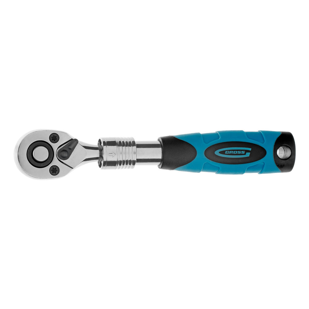 Ключ-трещотка телескопический 1/4, 150-200 мм, CrV, 72 зуба, с быстрым сбросом, хром Gross