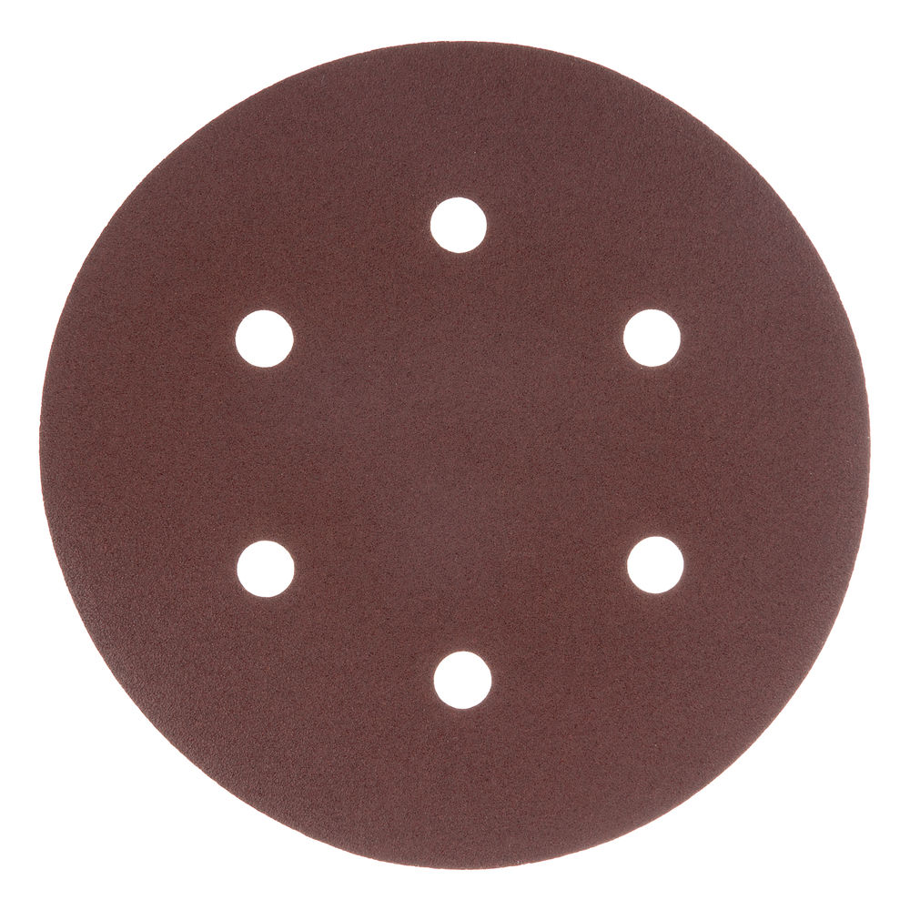 Круг абразивный на ворсовой подложке под липучку, перфорированный, P 100, 150 мм, 5 шт Matrix (73839)