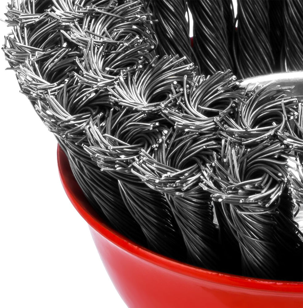 Чашечная щетка-крацовка для УШМ 80 мм, жгутированная стальная проволока 0.5 мм MIRAX 35104-080-2