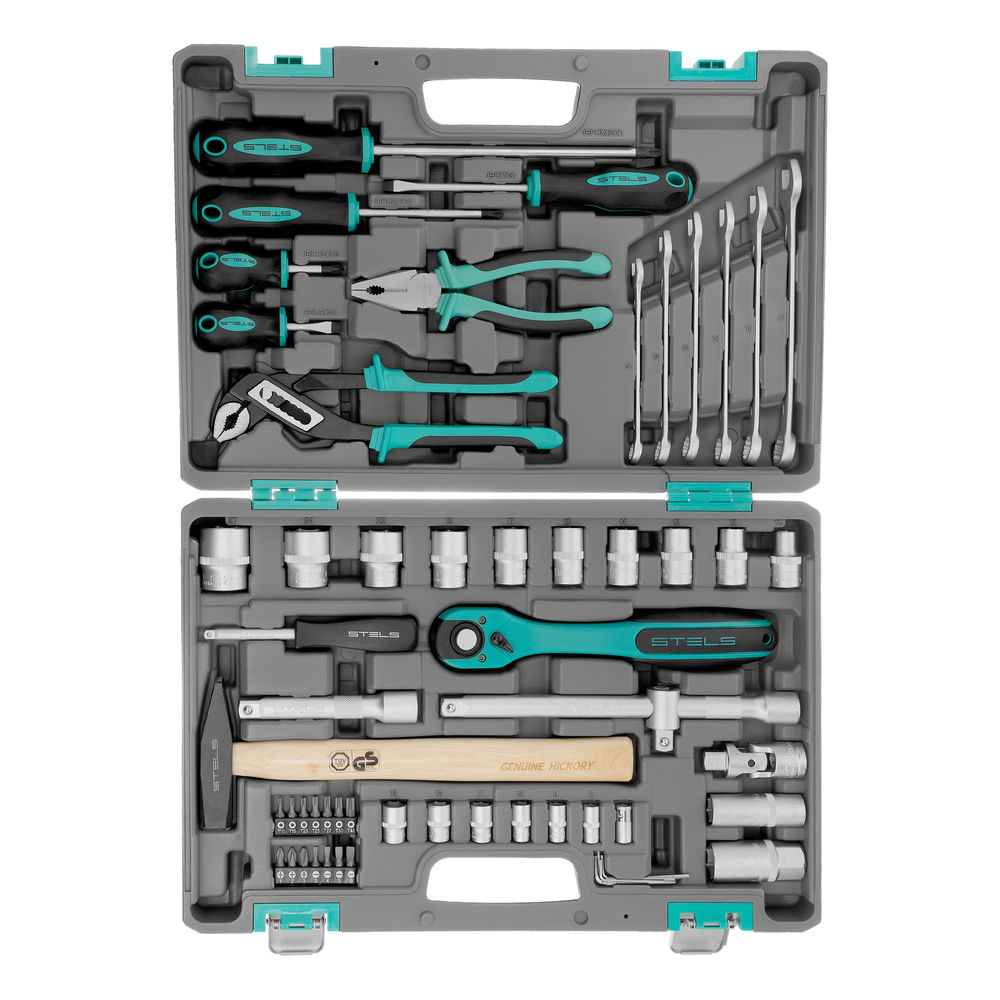 Набор инструментов, 1/2, Cr-V, S2, усиленный кейс, 58 предметов Stels