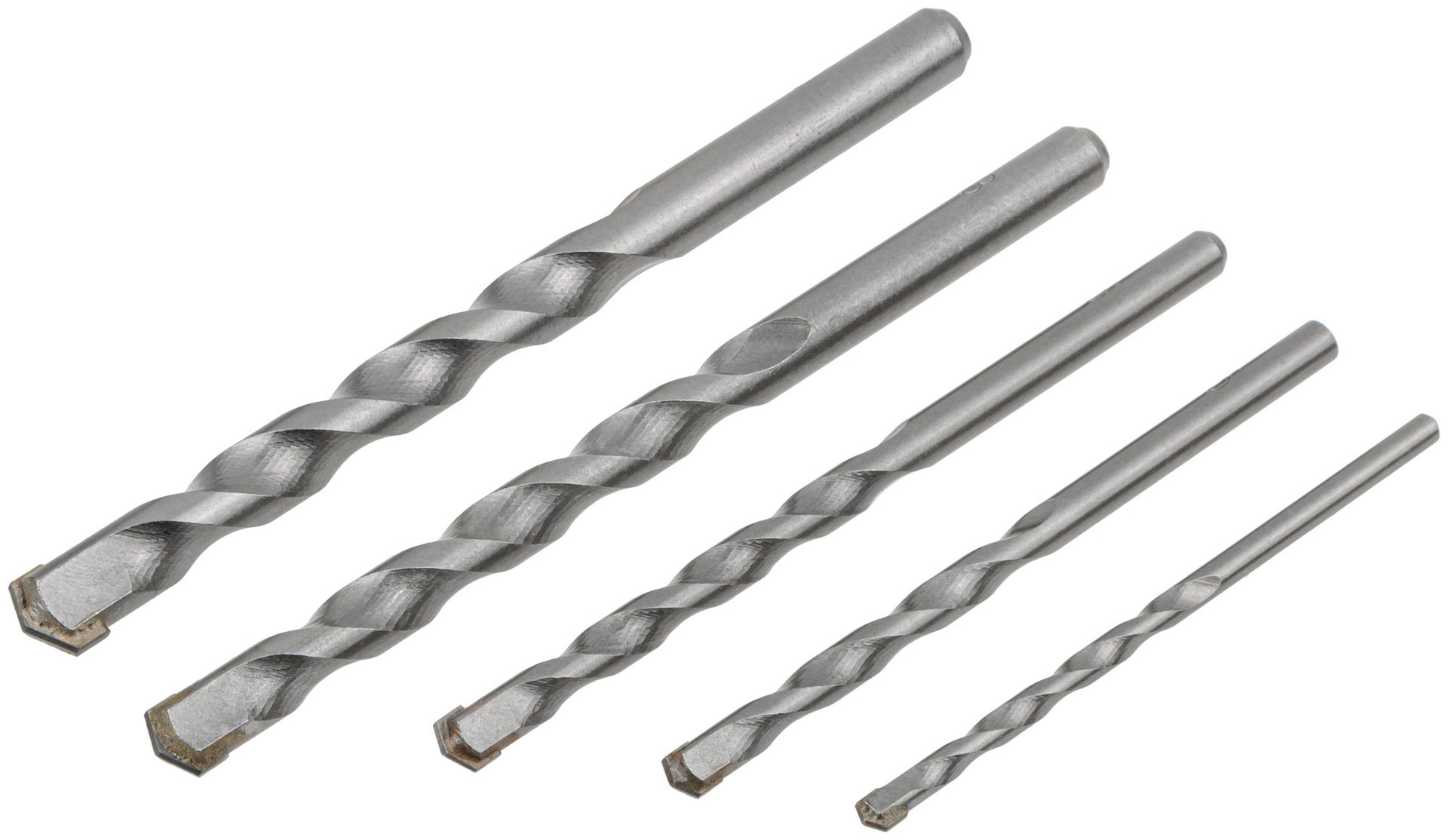 Набор сверл победитовых ударных, цилиндрический хвостовик, 5 шт. (4-5-6-8-10 мм) (34567)