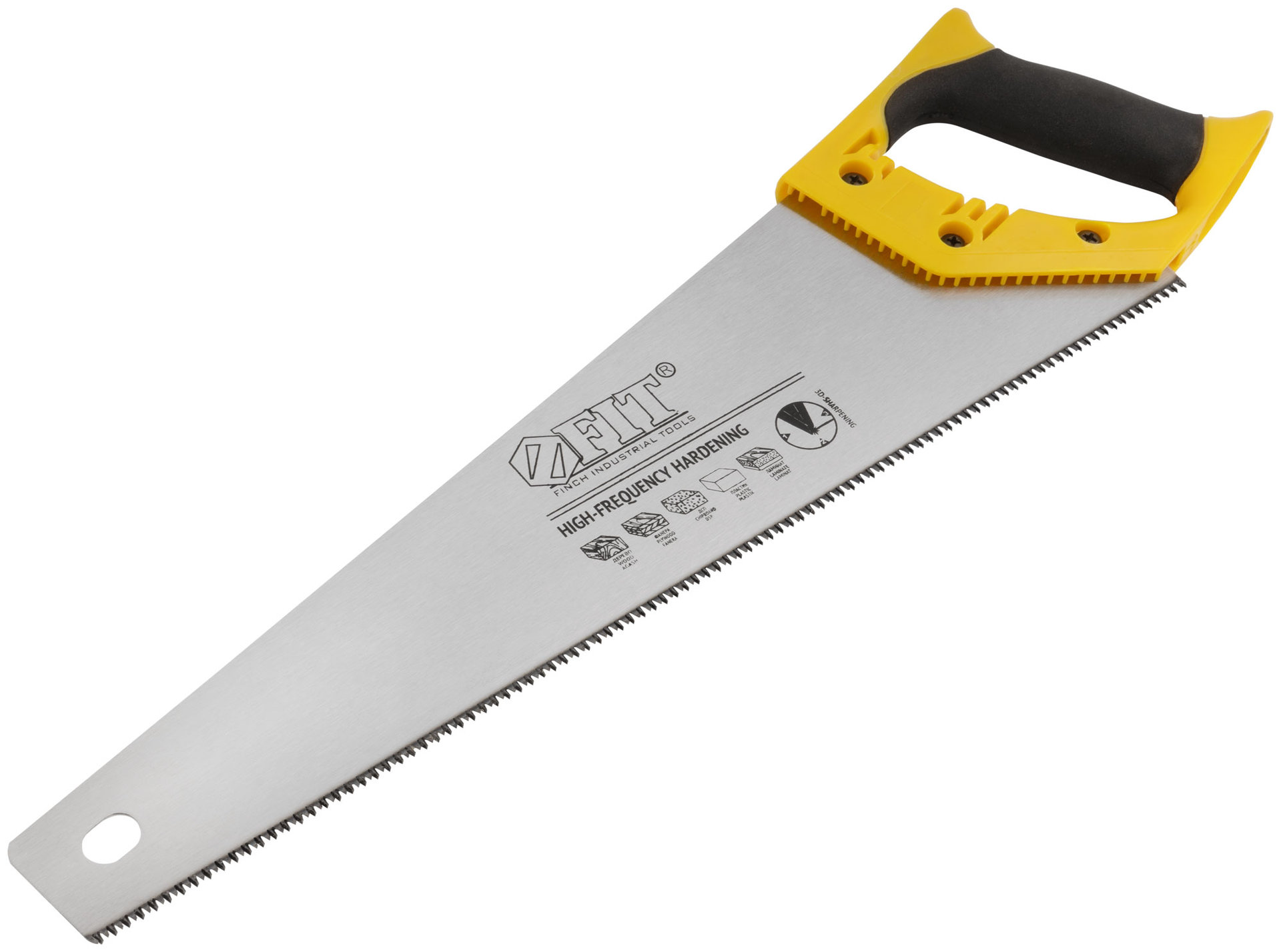 Ножовка по дереву, мелкий каленый зуб 13 ТPI, 3D заточка, пласт.прорезиненная ручка, Профи 400 мм (40474)